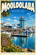 Mooloolaba retro travel poster, printable Queensland wall art, instant download