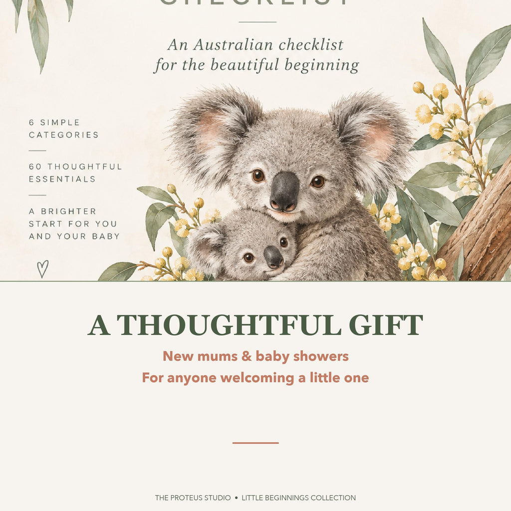 Baby Essentials Checklist printable - Little Beginnings Big Adventures, The Proteus Studio, Australian baby checklist