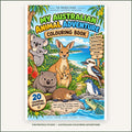 Australian Animals Kids Colouring Book front cover, native wildlife colouring adventures for kids