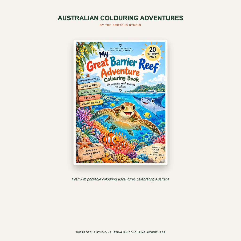 My Great Barrier Reef Adventure Colouring Book - The Proteus Studio, 20 printable colouring pages of reef animals
