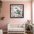 Kookaburra nursery print, Australian botanical wall art, pink and sage colourway