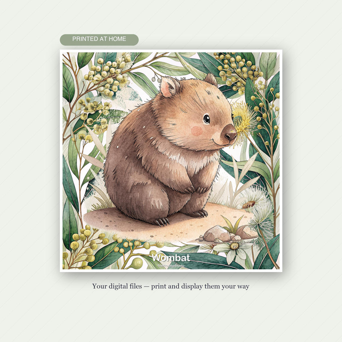 Australian Nursery Animals 6-Print Digital Bundle sample print, Australian animal nursery wall art