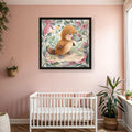 Platypus nursery print, Australian botanical wall art, pink and sage colourway